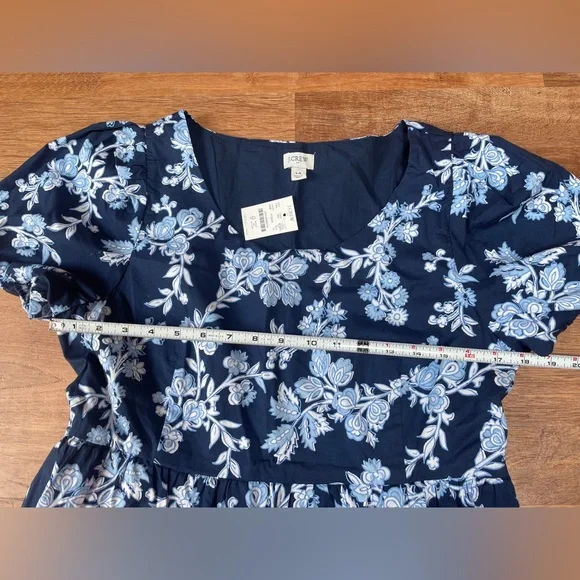 NWT J Crew tiered‎ floral dress size 14 puff sleeves cotton babydoll ornate - Picture 12 of 14